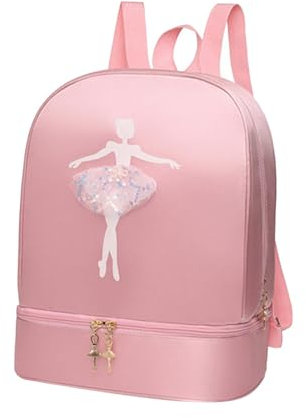 Baoblaze Ballet Dance Backpack with Separate Shoe Compartments Cute Portable Girls Ballerina Bag Handbag for Latin Dance Travel Sports, Pink A