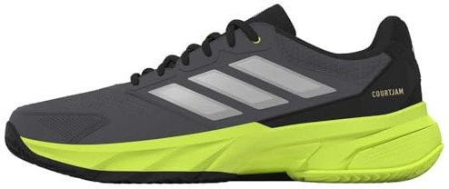 adidas Men's CourtJam Control 3 Clay Tennis Shoes, Carbon/Zero met./Lucid Lemon, 11.5 UK