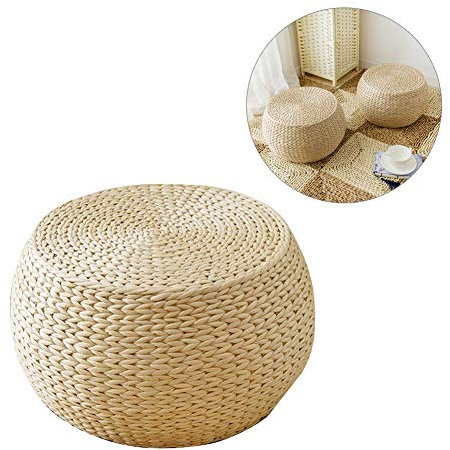 Design Pouf Seat Cushion Round Cushion Knitting Handwoven Natural Woven Weave Grass Futon Floor Cushion Handmade Straw Woven Zafu Yoga Meditation Mat Round Square Braided Garden Dining