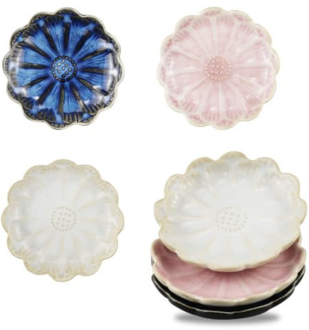 RHHGHY 3 Pièces Plat à Bijoux en Céramique, Bijoux en Forme de Fleur Coupelle, Plateau Bijoux pour Bijoux Bagues Clé Bracelets, Table d'entrée décor de Chambre