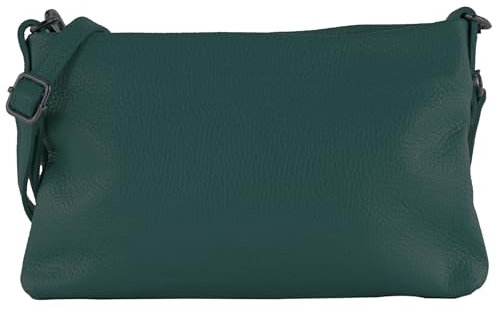 modamoda de T258 Damen Leder Umhängetasche Clutch Kosmetiktasche handmade in Italy, Farbe:Petrol