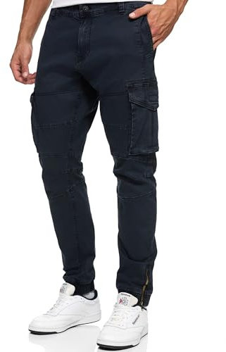 Indicode Herren Alex Cargohose aus Baumwolle mit 6 Taschen | Cargo Chino Hose f. Männer Navy, XXL