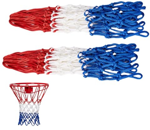 DLPRK 2 pezzi basket rimovibile, Ricambio rete 12 anelli, retino da basket in Poliestere resistente alle intemperie, Pallacanestro, per sport all'aperto e chiuso (12 anelli) (tricolore)