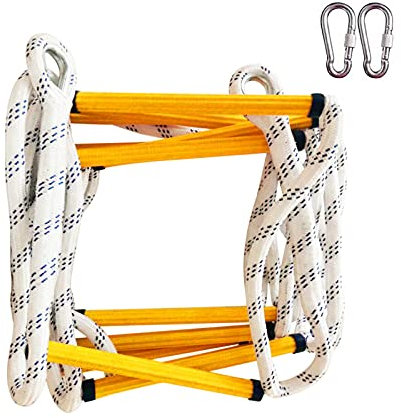 Rope Ladder,Safety Ladder,Escape Rope Ladder Emergency Fire Escape Ladder Safety Ladder Flame Resistant Non-Slip with Carabiners/15M
