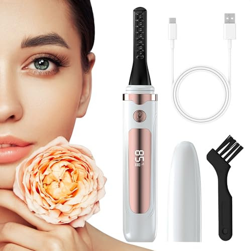 TNSLAND Beheizbar Wimpernzange mit USB Ladekabel, Heated Eyelash Curler mit 4 Temperaturmodi 30s Schnelles Aufheizen, Beheizte Wimpernzange mit LED Display, Anti Verbrennung Elektrische Wimpernzange