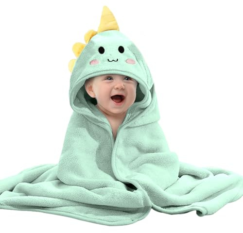 Asnewkit Asciugamano con cappuccio, asciugamano da bagno per bambini con cappuccio, design unico a forma di animale, asciugamano con cappuccio, morbido e assorbente, per neonati e bambine (dinosauro