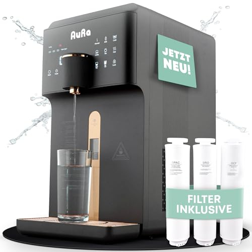 AuRa - Sistema de ósmosis para agua potable [sin depósito] - Filtro espacioso y dispensador de agua caliente