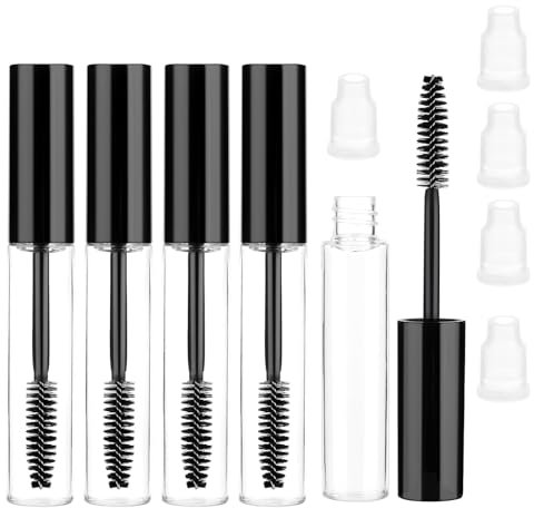 Yuannee Contenitore Mascara Riutilizzabile 10ml,5 PCS Tubetto di Mascara Trasparente con Scovolino Per Ciglia e Scovolino Contagocce Tubo Mascaras Vuoto Ricaricabile Adatto Per Erogare Flaconi