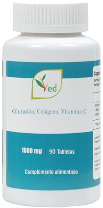 Tabletas de L-glutatión reducido, colágeno y vitamina C VED | 1000 mg x 90 comprimidos