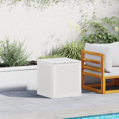 Brokky 870581 Scatola di stoccaggio per Giardino Bianca 55x53x57 cm PP Set di mobili da Giardino Divano per Esterno angolare terazzo Balcone