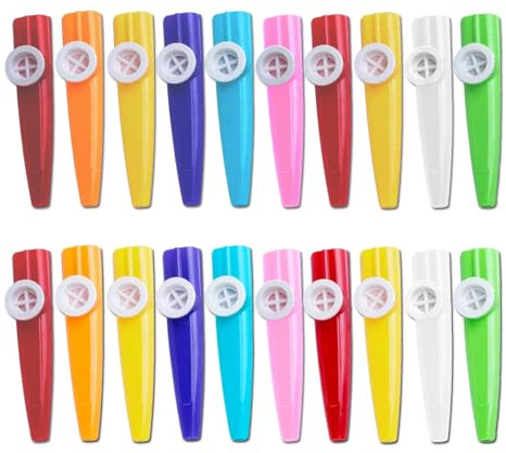 Tovyzalg 20-Pack Colorful Plastic Kazoos Bulk Multipack - Kazoo Instrument Set, Vibrant Musical Instruments for adult Classroom Gifts, Party Favors, Camping & Music Lovers (20)