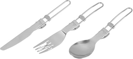 Fire-Maple 803 Folding Cultery Set Stainless Steel Camping Utensils with Pouch, Foldable Fork Spoon Knife for Hiking, Backpacking, Travel - Compact, Lightweight (80g)