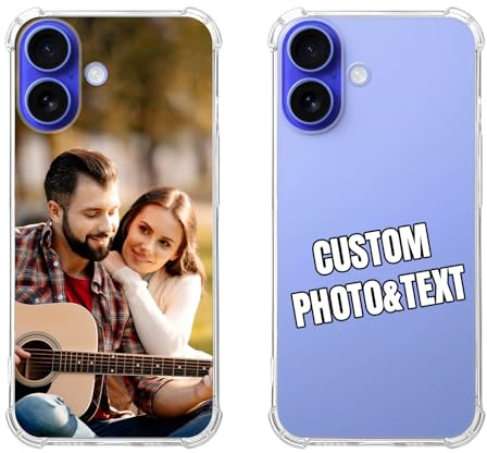 Coque Personnalisable pour Appple iPhone 17 2025 PersonnaliséE Photo Texte Logo Anti-Jaunissement Clair 4 Coins en TPU RenforcéS Transparent éTui De Protection Anti-Rayures Bumper Housse