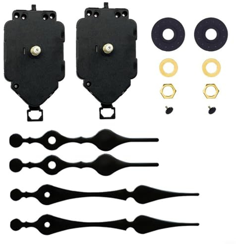 EffiFish Kit di 2 meccanismi per orologio, movimento al quarzo di ricambio fai da te con albero lungo e lancette a pendolo per orologi da parete, funzionamento silenzioso (2# 23,5 mm)