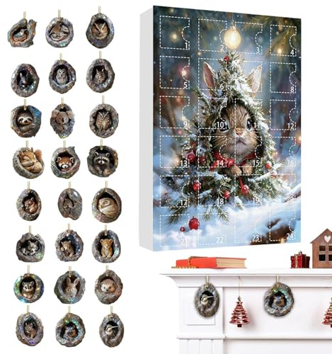 Julprydnad – akryl 2D-design, hängande dekor, livlig finish | lätt byggnad, djurkalenderhänge, julgransaccessoar för träd, veranda, fönster, balkong