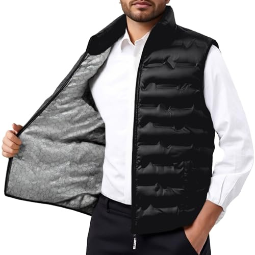 Générique Doudoune Sans Manches Homme MatelasséE Gilet Sans Manches Homme Manteaux En Hiver Veste Chaude LéGèRe Manteau Epais De Couleur Unie Manche Gilet LéGèRe Veste Manteau Pour Noel M-5Xl