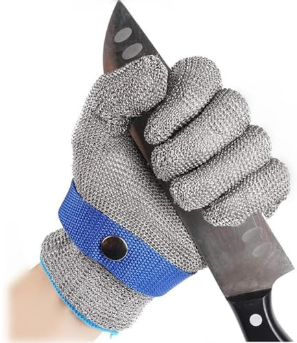 XFSRG Gant de Boucher Résistant aux Coupures de Niveau 9 Gants de Haute Performance en Acier Inoxydable Résistant pour Cuisine Professionnelle Boucherie et Sécurité au Travail (L)