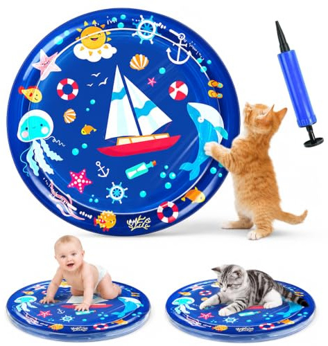 100 CM Tappetino Refrigerante per Gatti, Tappeto Refrigerante per Gatti, Giochi per Gatto Tappetino, Tappetinos Da Gioco Acquatico per Gatto, Con Pompa Ad Aria, Tappetinos Da Gioco Estivo per Gattis