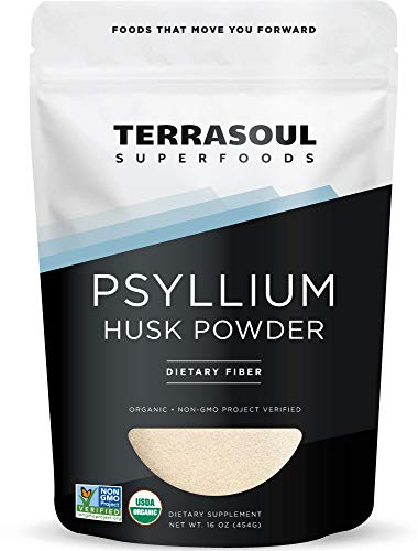 Terrasoul Superfoods Organic Psyllium Husk Powder, 1 Lb - Superfine Texture | 99% Purity | Perfect for Gluten-Free Baking | No Purple Breads