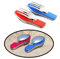 Senven 2 Stück 4-in-1 Campinggeschirr Campingzubehör aus Edelstahl Gabel Löffel Set Flaschenöffner Camping Besteck/Reise/Survival – faltbar, abnehmbar, Rot, Blau
