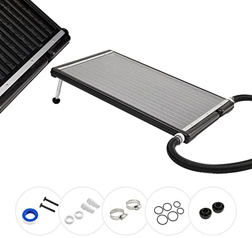 AREBOS Riscaldatore per Piscina a collettore Solare, 110 x 65 x 7,5 cm Riscaldatore Solare per Piscina, capacità Fino a 15 Litri, Portata Fino a 10.000 L/h, incl. Materiale di montaggi