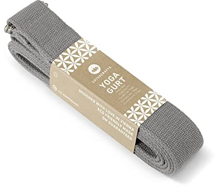 Lotuscrafts® Yogagurt 2,5 m - Yoga-Band zum Dehnen; 100% Bio-Baumwolle, Yogagurt Lang mit Verschluss aus Metall, Yoga-Strap für Einsteiger und Fortgeschrittene, 250 x 3,8 cm