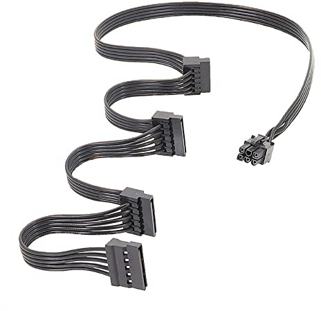 iHaospace Câble d'alimentation pour disque dur SATA 6 broches à 15 broches pour Corsair RM550x RM650x RM750x RM850x RM1000x RM650i RM750i RM850i RM1000i Adaptateur de câble PSU