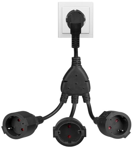 Doppelstecker für Steckdose,Aweohtle 3 Fach Steckdosenadapter,3 Schuko Mehrfachsteckdose,Dreifachsteckdose Schutzkontakt Verlängerungskabel,250V/16A, VDE/GS geprüft,IP44 Wasserdicht,für Zuhause Büro