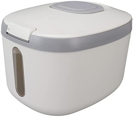 Otufan Reisbehälter, PP, Transparentes Fenster-Design, Luftdichte Reisbox, Reisspender Für Getreide, Zucker, Mehl, Küche(grau【10kg】)