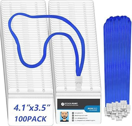 xinfedi Ausweishülle Mit Schlüsselband, 100 Stück Nylon Umhängeband mit Kartenhülle für Business, Ausstellung und Büro(Horizontal)