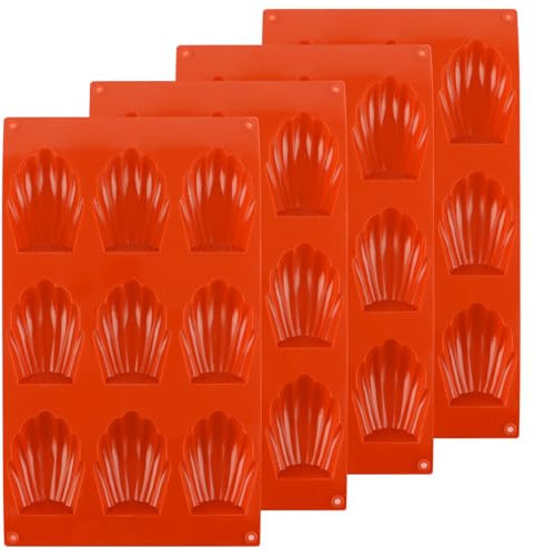 MUXHEL 4 Pièces Moule Madeleine Silicone, Antiadhésifs Moule à Madeleine, 9 Cavités Moule Antiadhésif en Forme de Coquille, pour Madeleine, Biscuits, Chocolat, Bonbons, Pudding