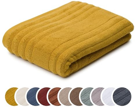 liebling Badetuch Luxus Bio Baumwolle, Serie Marseille, 770 gr. / m², 100 x 150 cm, Ökotex, 60 Grad, saugstark, schnelltrocknend, Farbe: senf