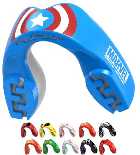 Marvel Captain America Sport Zahnschutz Erwachsene und Kinder Sport Mundschutz Für alle Vollkontakt-Sportarten einschließlich Rugby, MMA, Kampfsport, Kickboxen, Judo, Hockey & Boxe