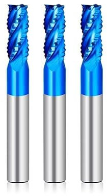 3 piezas de fresa de desbaste quot;Fresas de carburo con revestimiento azul Nano de vástago, broca de enrutador de 4 flautas, fresa de madera for máquinas herramientas CNC