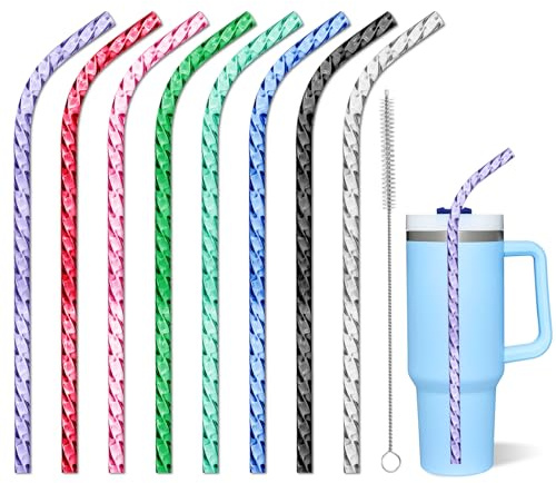 Reusable Straws for Stanley Cup Replacement,12 Inch Plastic Long Straw for 40 30 oz Tumbler,Colorful Hard Drinking Straws for Stanley,10mm Large Wide Water Bottle Straw for Stanley Cup Accessories