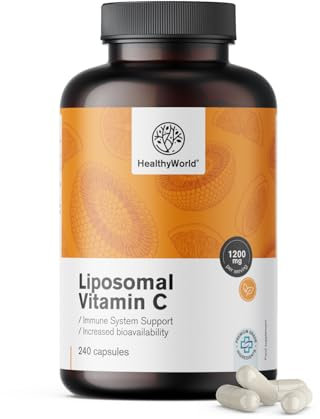 HealthyWorld Liposomales Vitamin C - 240 Pflanzenkapseln - 1200 mg Vitamin C pro Tag - mit Hagebutte und Sonnenblumen - Phospholipid-Komplex - 4-Monats-Vorrat - hohe Bioverfügbarkeit