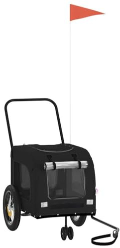 vidaXL Rimorchio per Bicicletta per Animali Domestici Nero, Giardino e Terrazza, Trasportino per Cani Moderno, Trasporto per Animali con Ruote, Accessorio da Viaggio Pratico