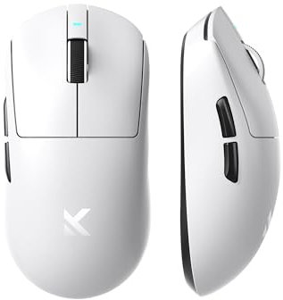 MCHOSE Mouse da gioco leggero A7 da 59 g con ricevitore radio ad ultrasuoni 8K personalizzato, 26000 DPI, velocità di segnalazione 8K Hz, mouse da gioco BT/2,4G con cavo e cavo wireless 200 ore