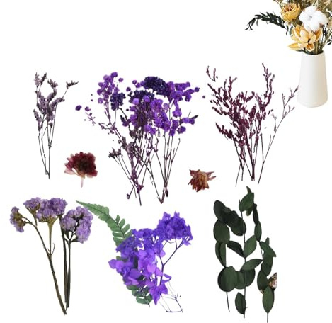 Flores secas reales, arreglos florales naturales de flores secas, decoración estacional para jardín, boda, mercado de Navidad, decoración de Adviento, despedida de soltera, decoración de fiesta