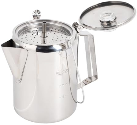 OVAQUIXI Percolador de Café, de 9 Tazas de Acero Inoxidable para Estufa con Filtros para Senderismo, Autocaravanas y Picnics Al Aire Libre (SILVER)