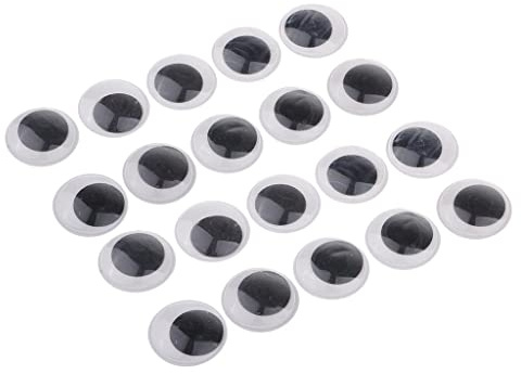 KiBcsLic Bolsa de Pegatinas de Ojos Móviles de Varios Tamaños Ojos Autoadhesivos de, 30 mm 20 Piezas