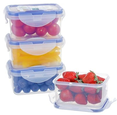 EASYLOCK 4Pack 180ML Food Storage Containers with Lids Airtight, Meal Prep Containers Reusable, Plastic Food Container with Lids Set, Freezer Storage Boxes, Sauce Pots, Snack Pots