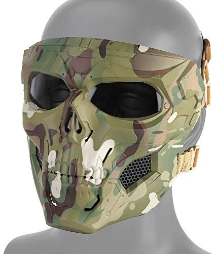 DETECH Paintball Casco Táctico Cráneo Mascarillas Transpirables Tiro Caza Mascarillas Hombres Cara Completa Airsoft Militar Halloween Fiesta Máscara