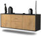 Dekati Lowboard Nashville hängend (136x47x35cm) Korpus anthrazit matt - Front Holz-Design Eiche - Push to Open - hochwertige Leichtlaufschienen