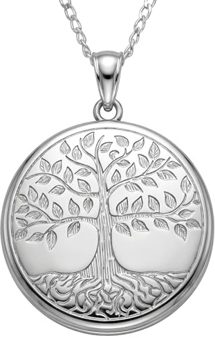 Sterling silver livets träd cirkulär medaljong hänge smycken dam halsband med 18 tum kedja och presentförpackning - fantastisk present till en kvinna