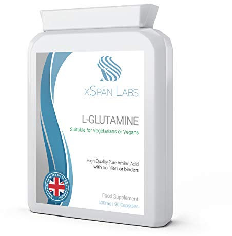 L-Glutamine 500mg 90 Capsules - Amino Acid with no fillers or Binders - Suitable for Vegetarians and Vegans – Manufactured in The UK