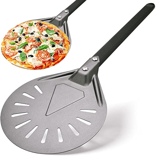 RTT Turning Pizza Peel with 8 Aluminum Round Pizza Paddle,23.6 Overall,Outdoor Pizza Oven Accessories