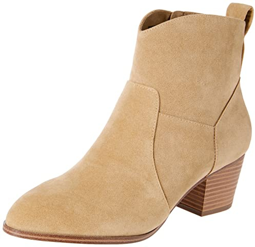 Amazon Essentials Women's Western Cowboy Ankle Boots with Stacked Heel, Tan, 5 UK
