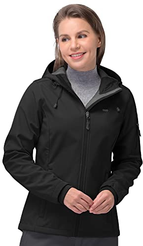33,000ft Chaqueta softshell para mujer, impermeable, transpirable, cálida, de invierno, de entretiempo, cortavientos, con capucha
