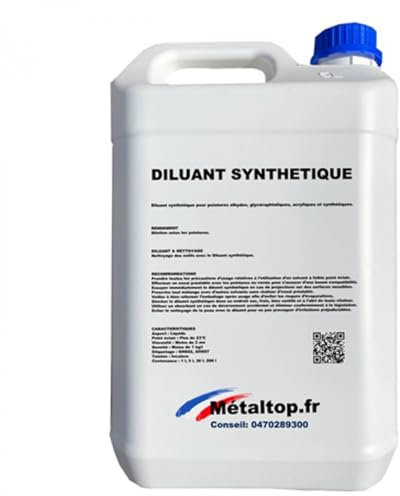 Metaltop Diluant Synthetique - 5 L Pour dégraisser efficacement les surfaces grasses et diluer une peinture, une laque ou un vernis.